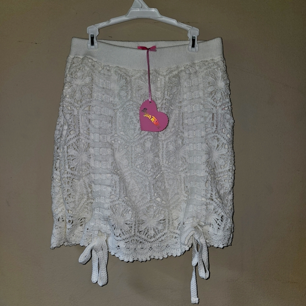 NWT Women's Sugar Thrillz Crochet Skirt